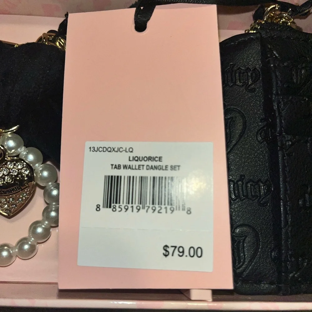 Juicy Couture Key Holder Card Wallet TAB WALLET DANGLE SET LIQUORICE